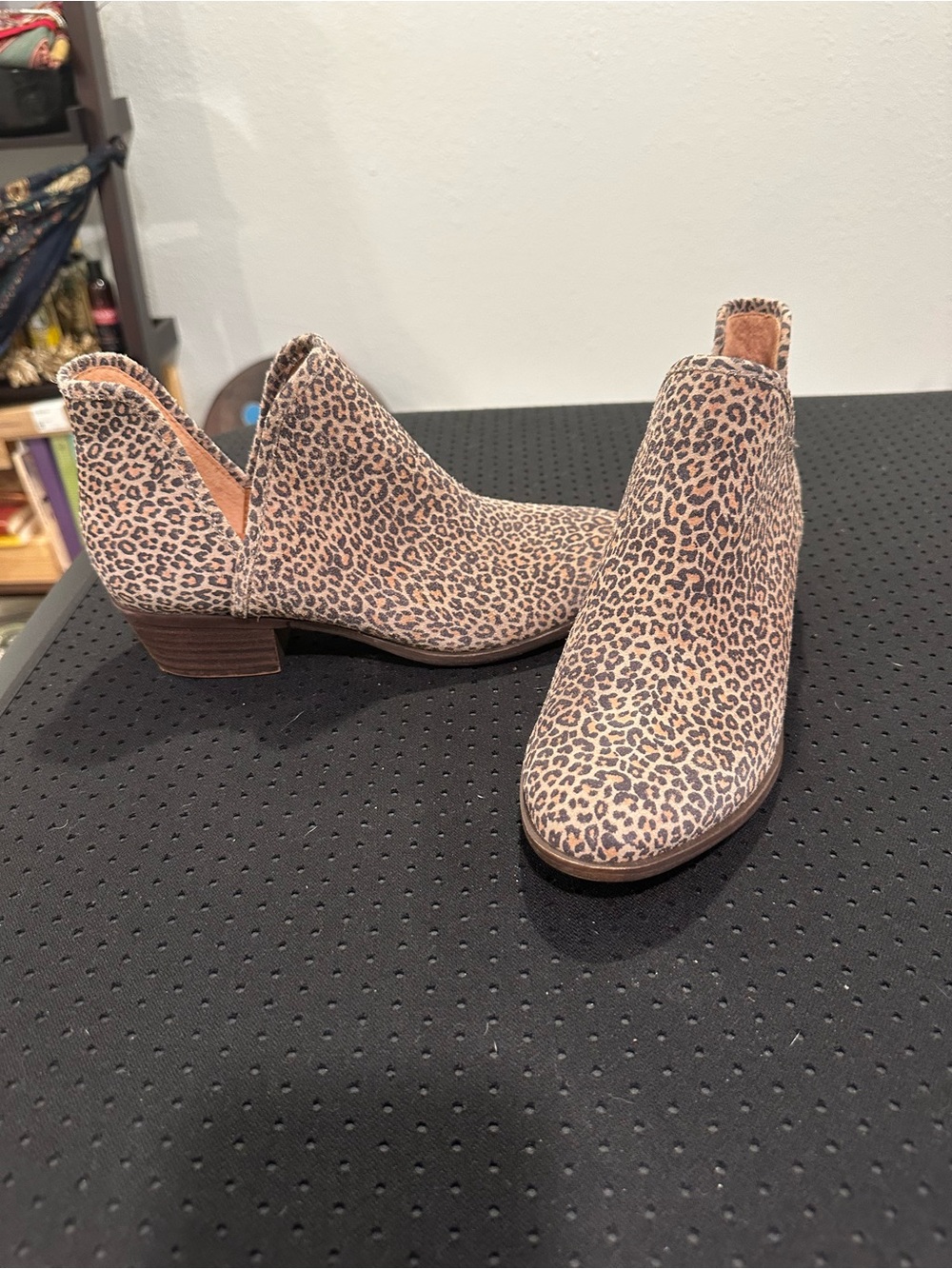Lucky Brand leather Leopard Print Ankle Booties in Tan and Black